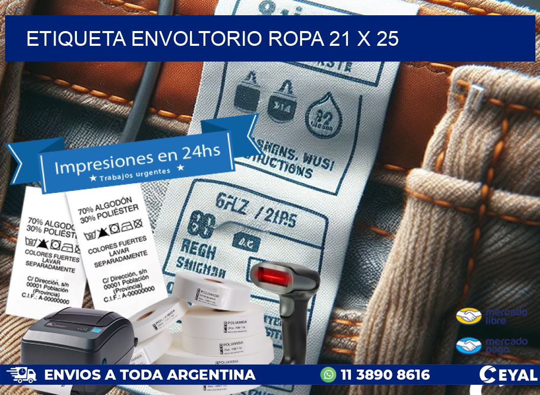 ETIQUETA ENVOLTORIO ROPA 21 x 25