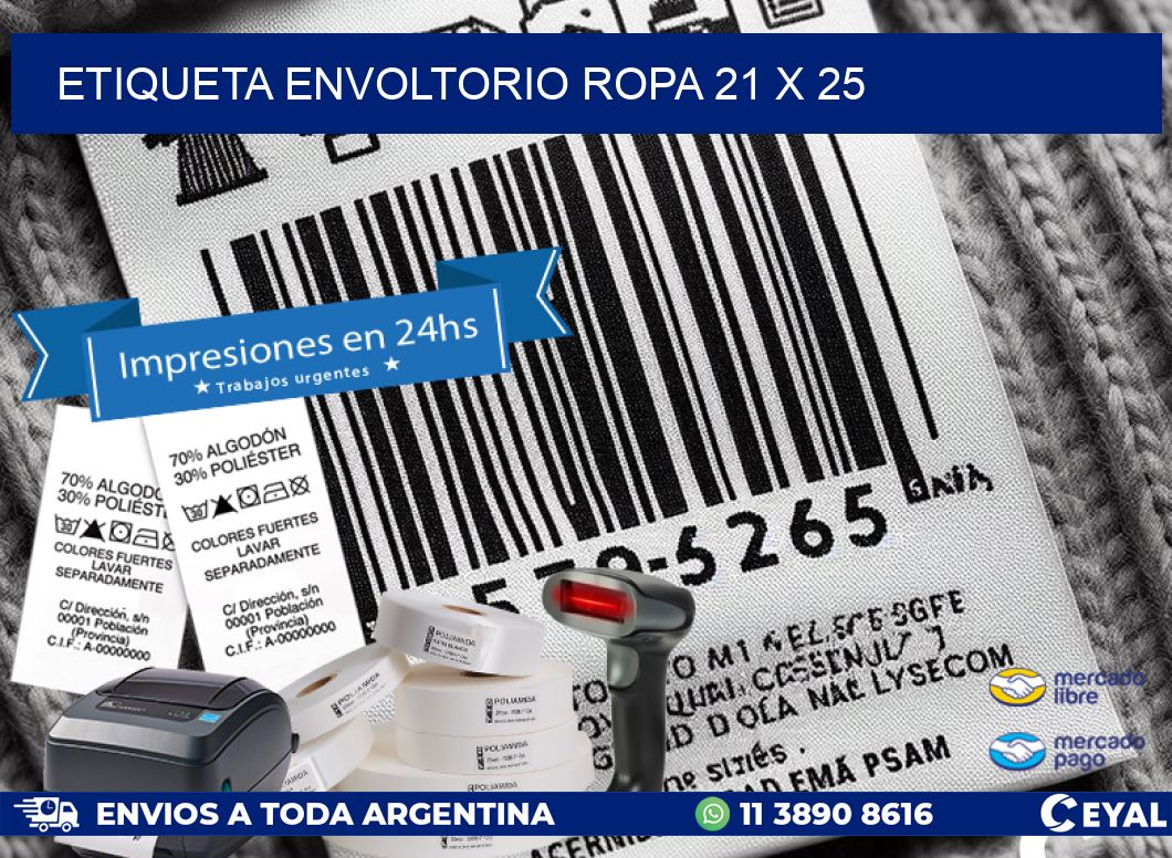 ETIQUETA ENVOLTORIO ROPA 21 x 25