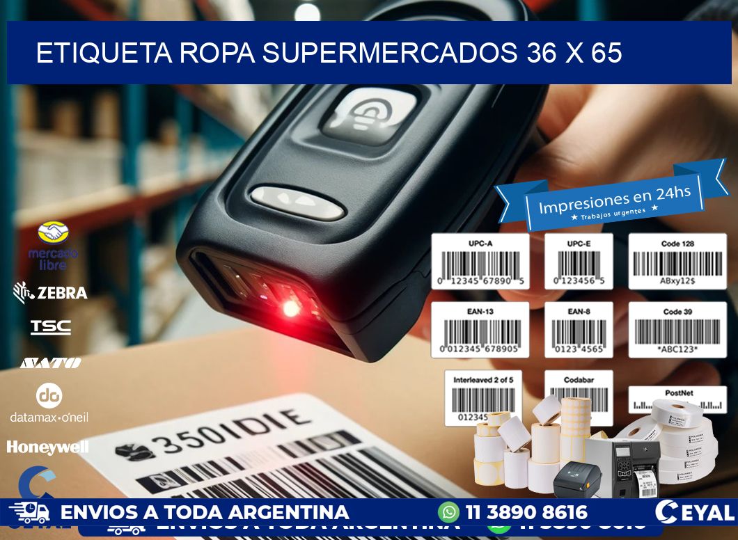 ETIQUETA ROPA SUPERMERCADOS 36 x 65