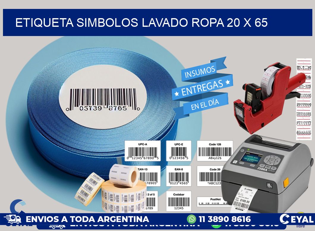 ETIQUETA SIMBOLOS LAVADO ROPA 20 x 65