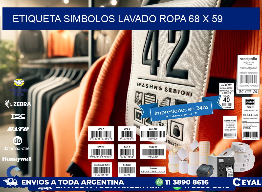 ETIQUETA SIMBOLOS LAVADO ROPA 68 x 59