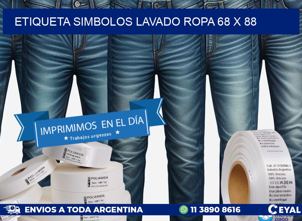 ETIQUETA SIMBOLOS LAVADO ROPA 68 x 88
