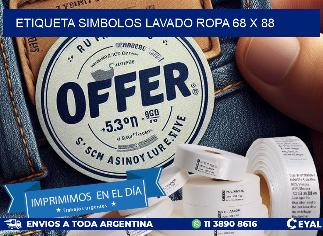 ETIQUETA SIMBOLOS LAVADO ROPA 68 x 88