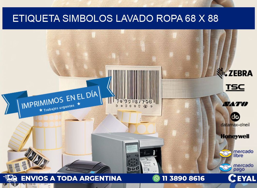 ETIQUETA SIMBOLOS LAVADO ROPA 68 x 88