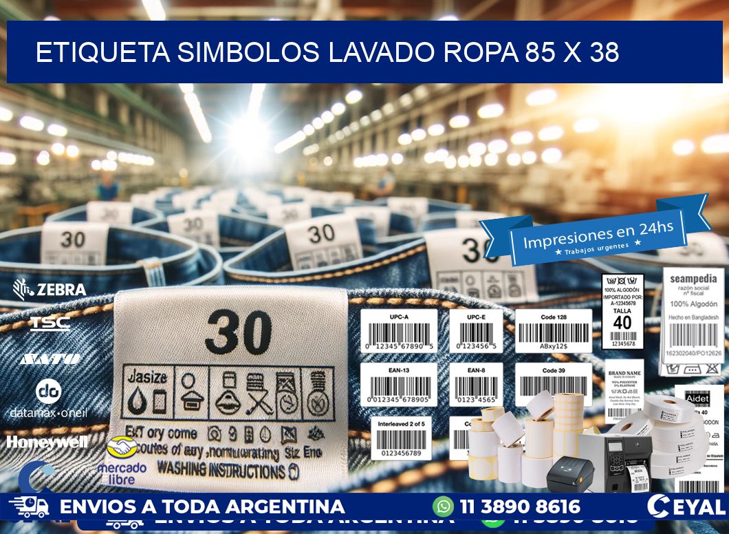 ETIQUETA SIMBOLOS LAVADO ROPA 85 x 38
