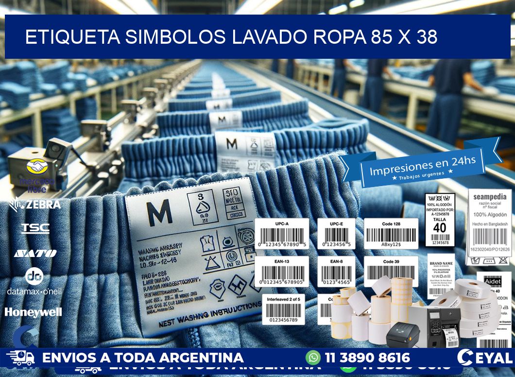 ETIQUETA SIMBOLOS LAVADO ROPA 85 x 38
