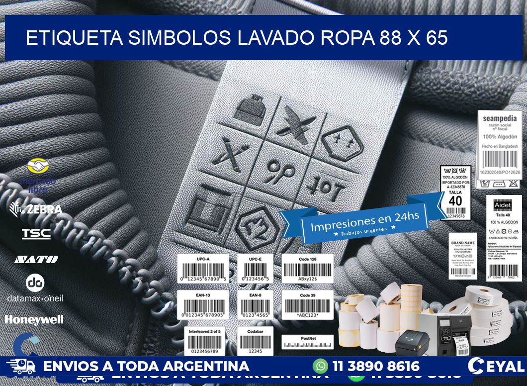 ETIQUETA SIMBOLOS LAVADO ROPA 88 x 65