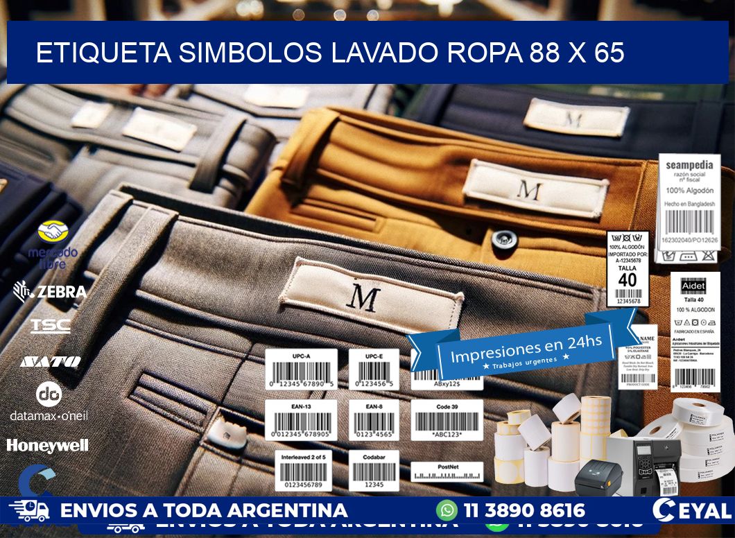 ETIQUETA SIMBOLOS LAVADO ROPA 88 x 65