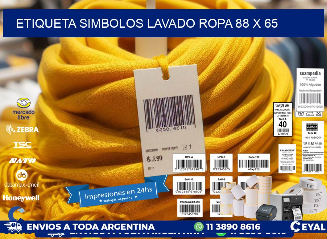 ETIQUETA SIMBOLOS LAVADO ROPA 88 x 65