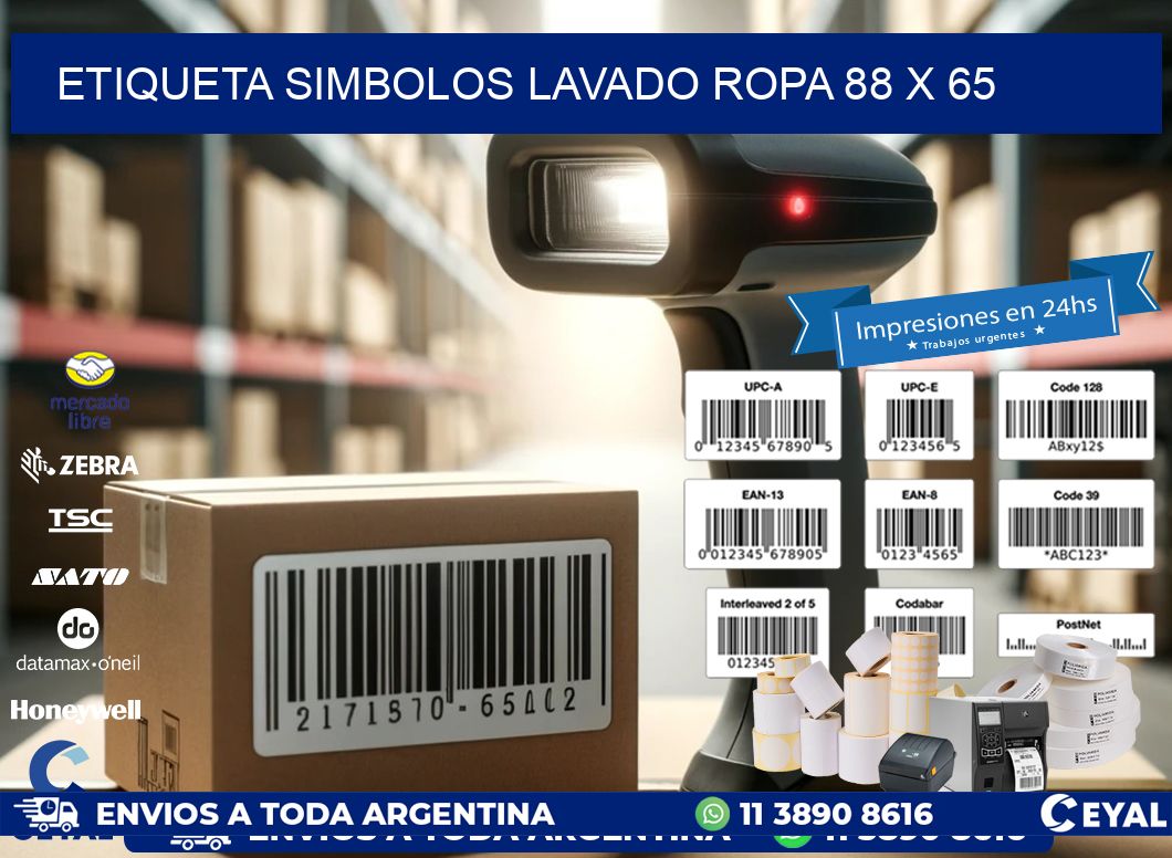 ETIQUETA SIMBOLOS LAVADO ROPA 88 x 65