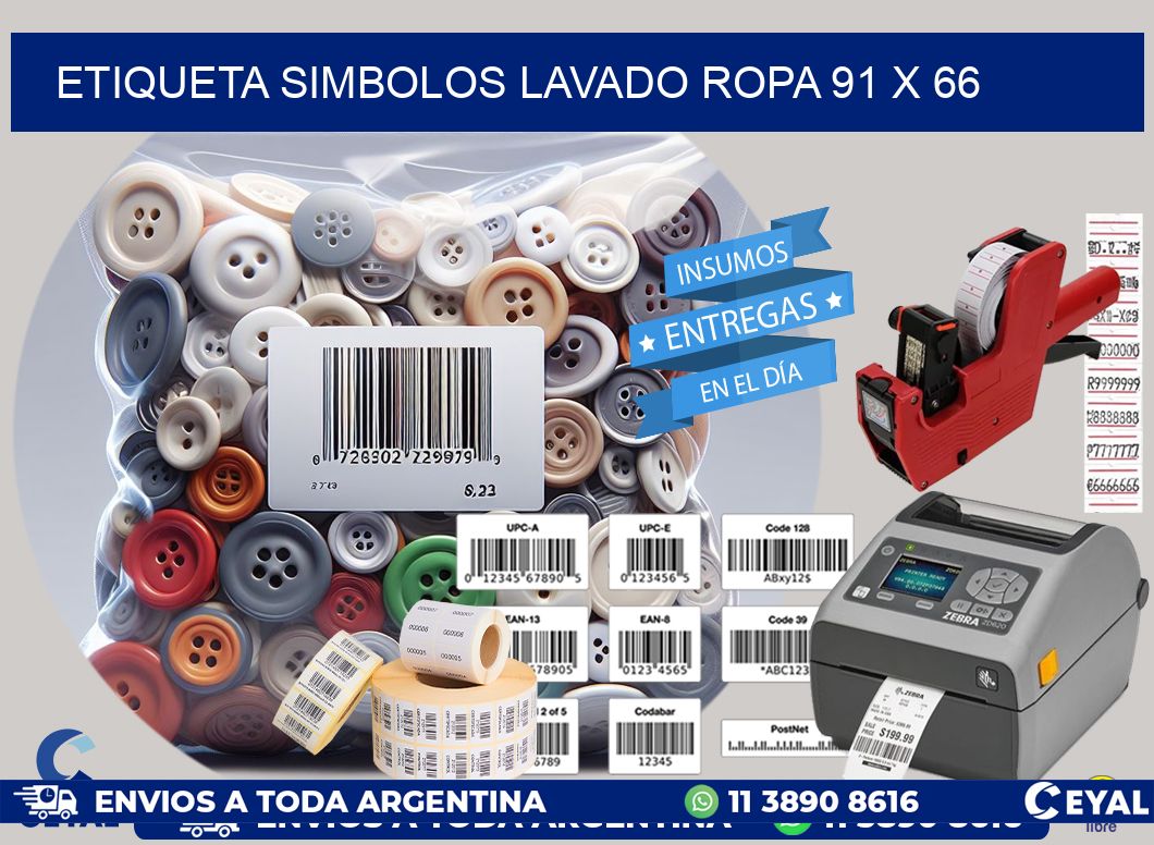 ETIQUETA SIMBOLOS LAVADO ROPA 91 x 66