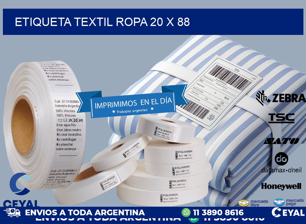 ETIQUETA TEXTIL ROPA 20 x 88