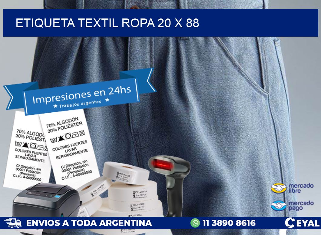 ETIQUETA TEXTIL ROPA 20 x 88