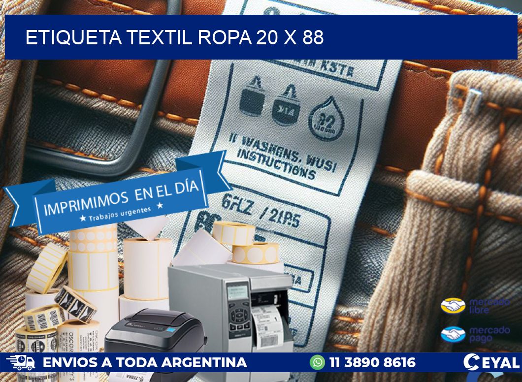 ETIQUETA TEXTIL ROPA 20 x 88