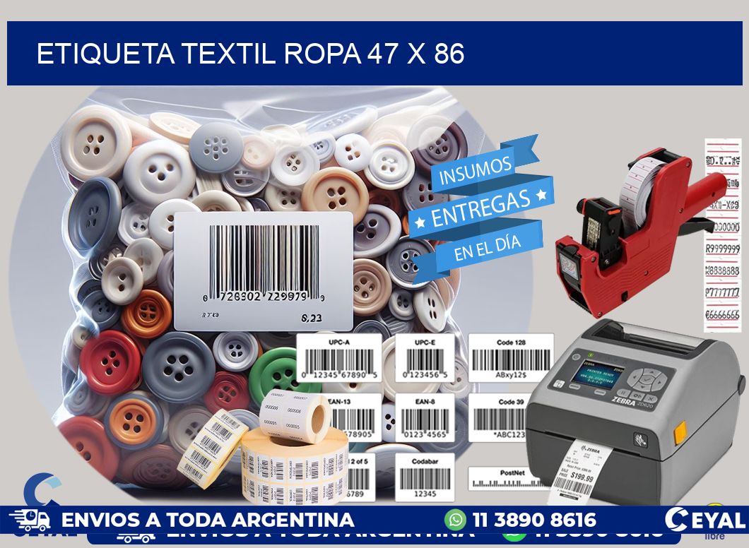 ETIQUETA TEXTIL ROPA 47 x 86
