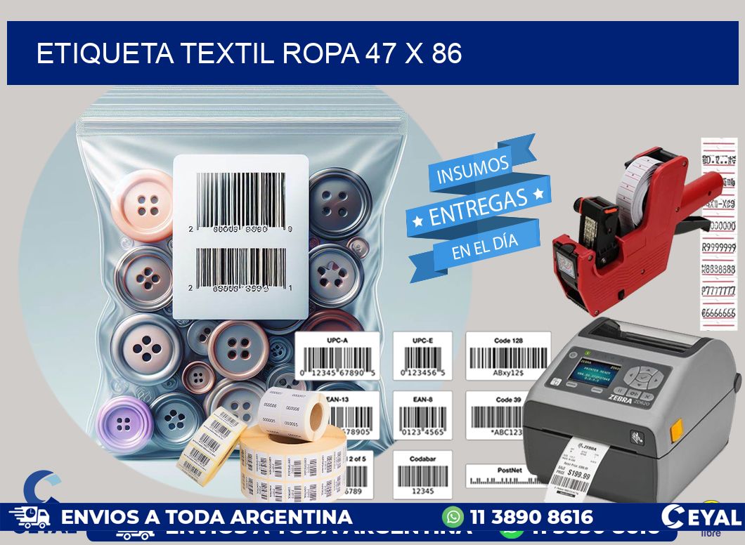 ETIQUETA TEXTIL ROPA 47 x 86