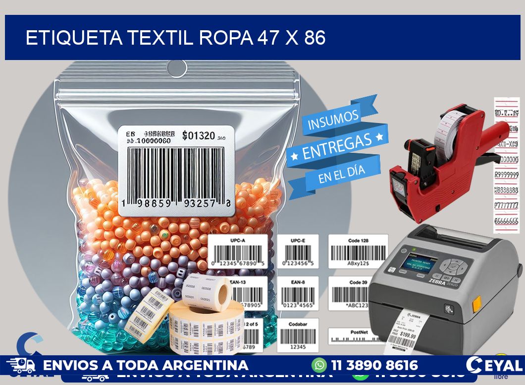 ETIQUETA TEXTIL ROPA 47 x 86