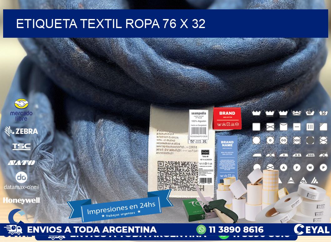 ETIQUETA TEXTIL ROPA 76 x 32