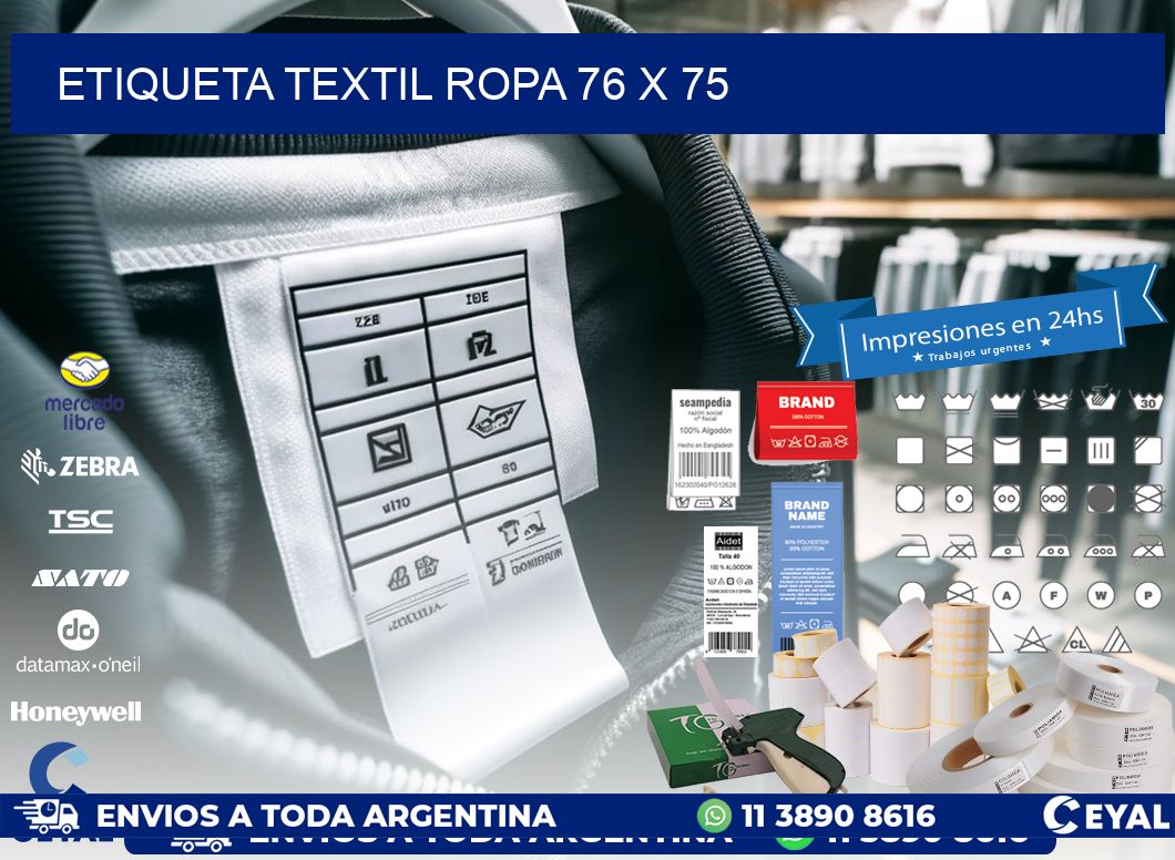 ETIQUETA TEXTIL ROPA 76 x 75