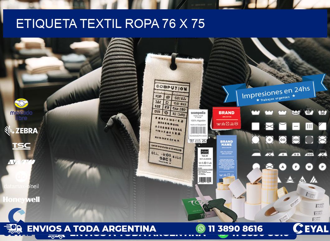 ETIQUETA TEXTIL ROPA 76 x 75