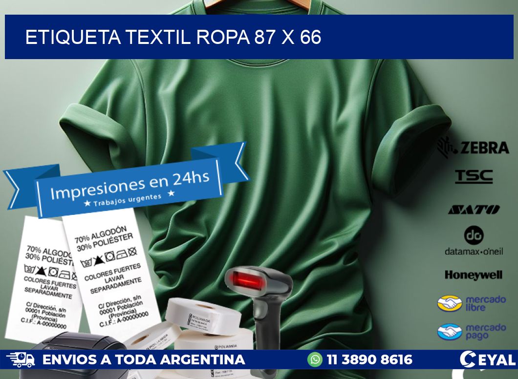 ETIQUETA TEXTIL ROPA 87 x 66