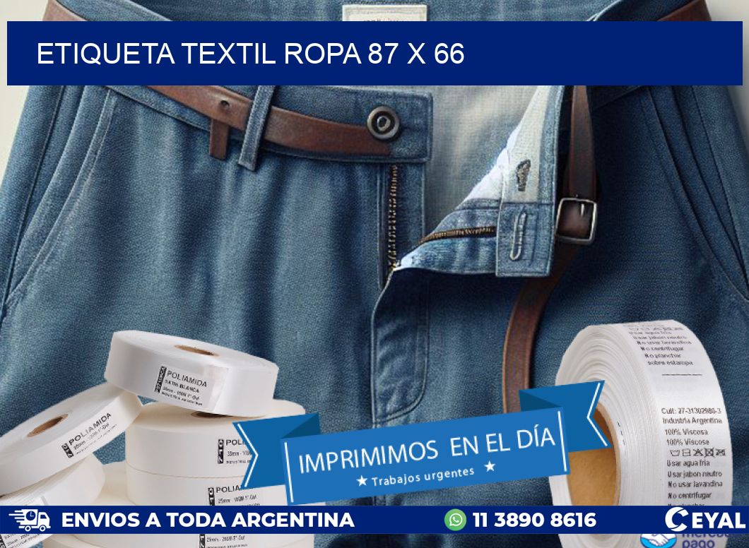 ETIQUETA TEXTIL ROPA 87 x 66