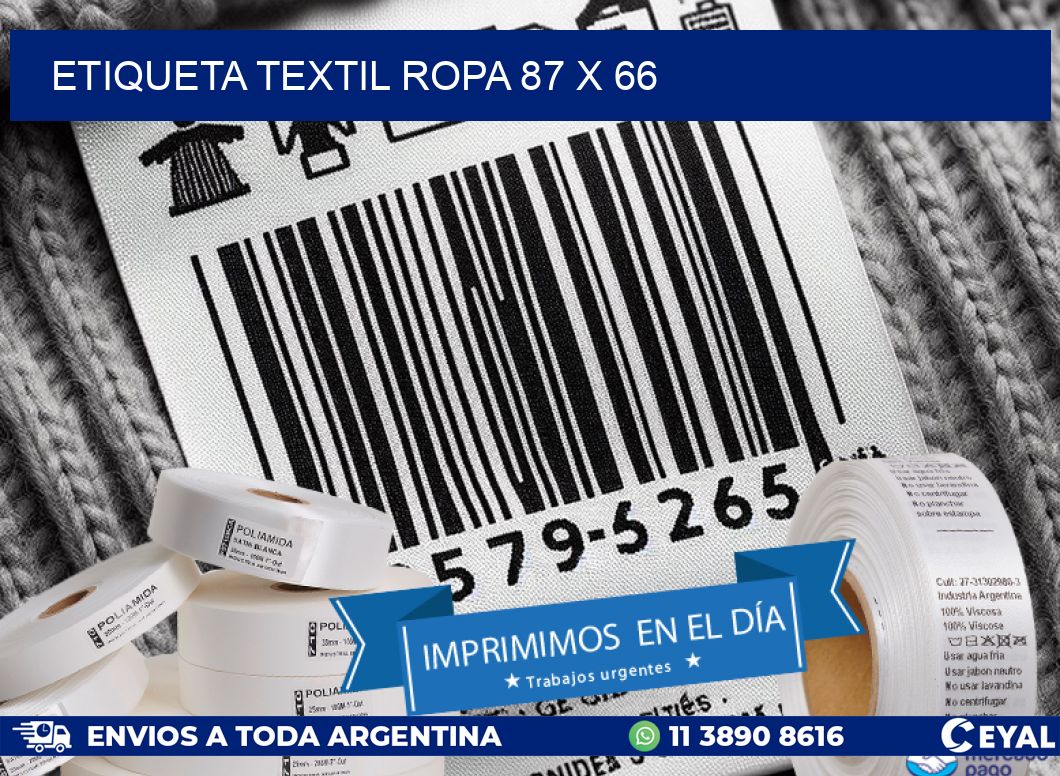 ETIQUETA TEXTIL ROPA 87 x 66