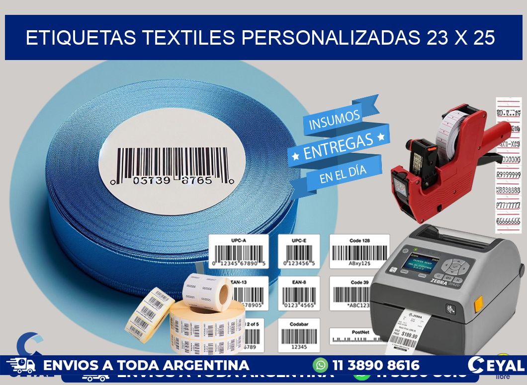 ETIQUETAS TEXTILES PERSONALIZADAS 23 x 25