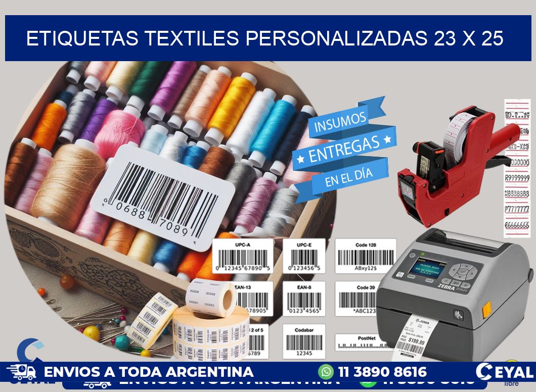 ETIQUETAS TEXTILES PERSONALIZADAS 23 x 25