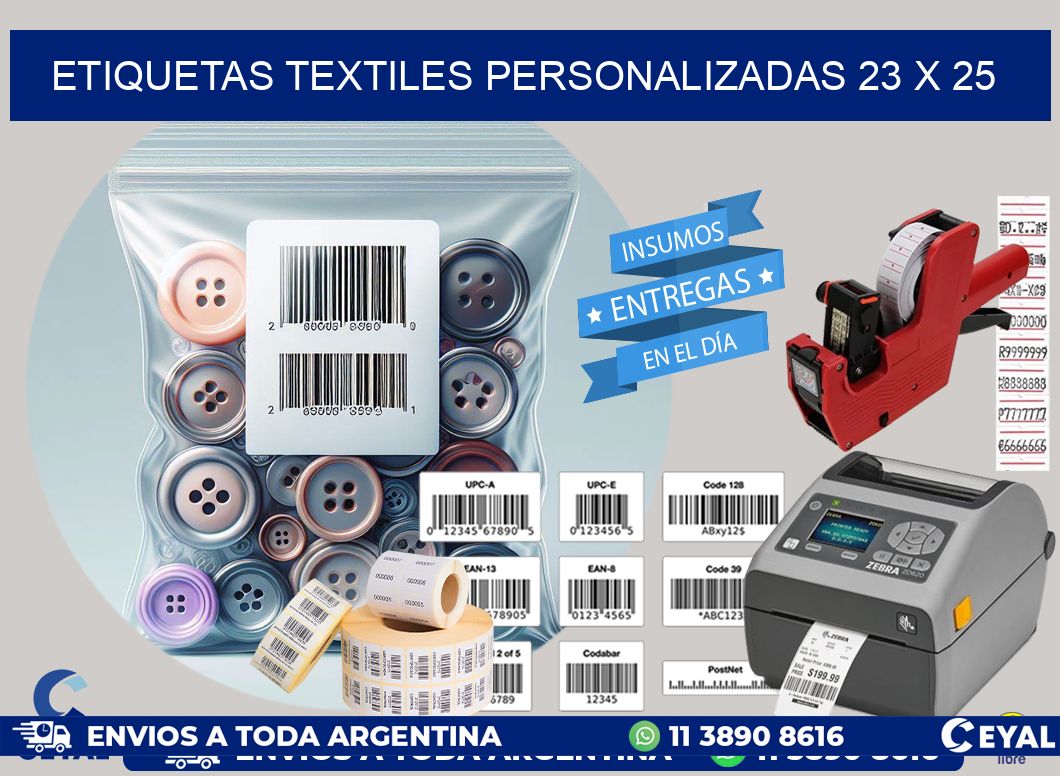 ETIQUETAS TEXTILES PERSONALIZADAS 23 x 25