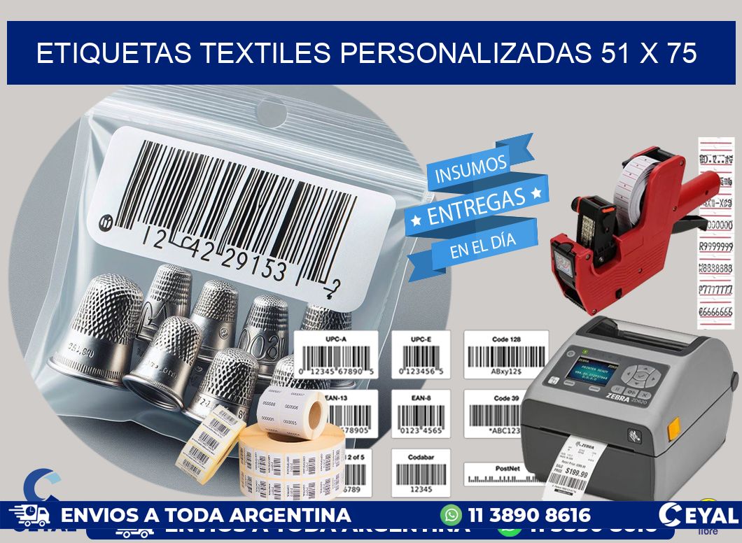ETIQUETAS TEXTILES PERSONALIZADAS 51 x 75