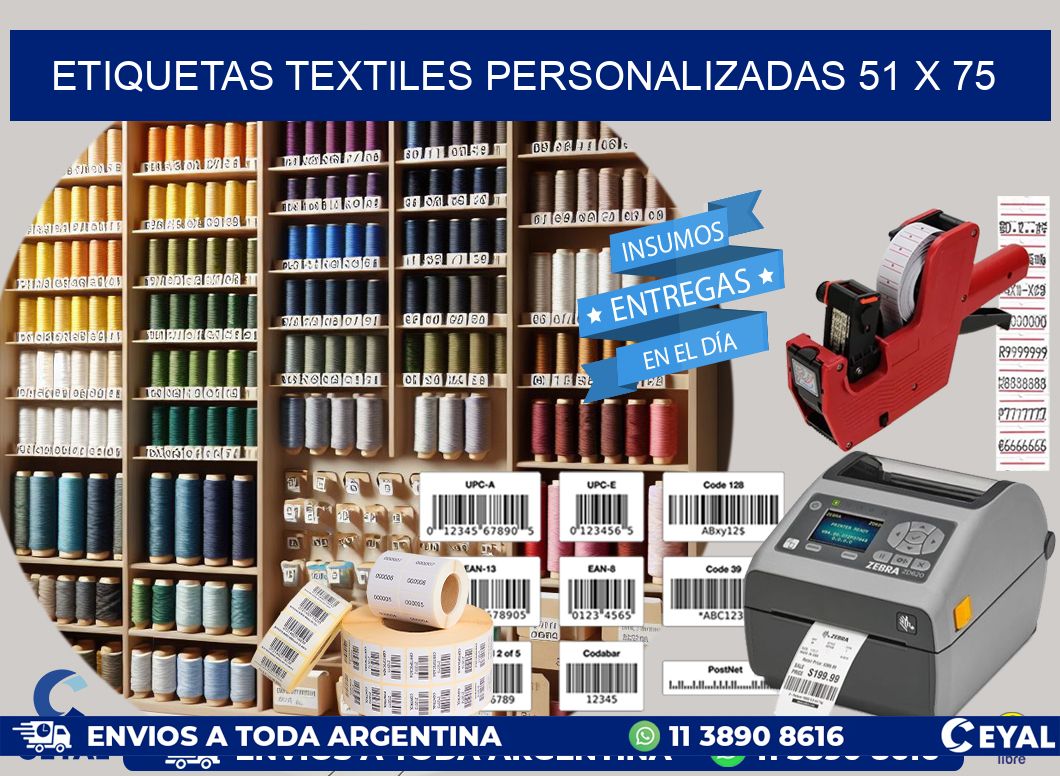 ETIQUETAS TEXTILES PERSONALIZADAS 51 x 75