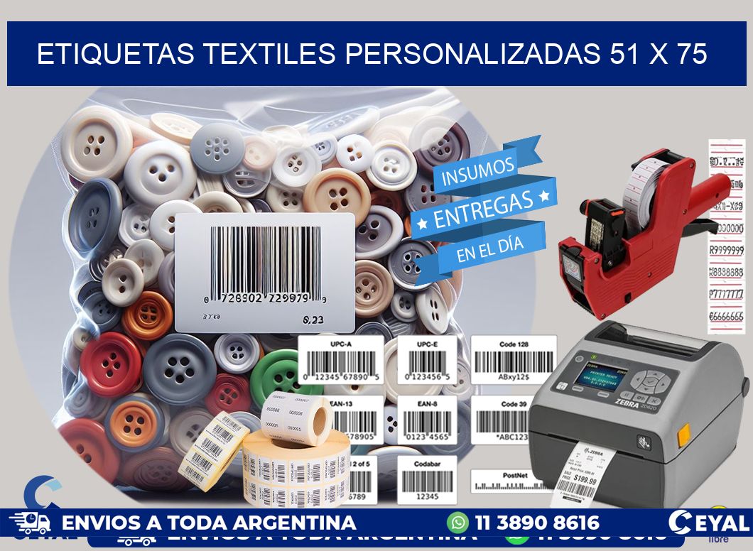 ETIQUETAS TEXTILES PERSONALIZADAS 51 x 75