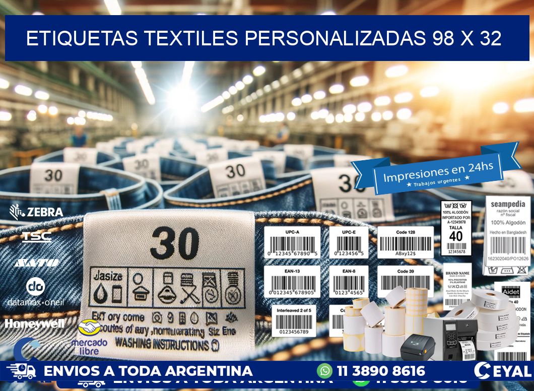 ETIQUETAS TEXTILES PERSONALIZADAS 98 x 32