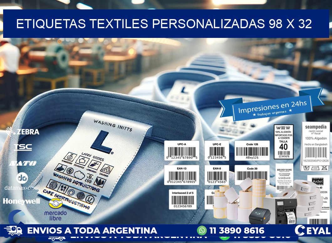 ETIQUETAS TEXTILES PERSONALIZADAS 98 x 32