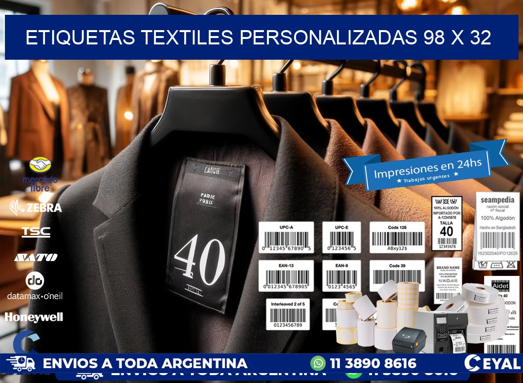 ETIQUETAS TEXTILES PERSONALIZADAS 98 x 32