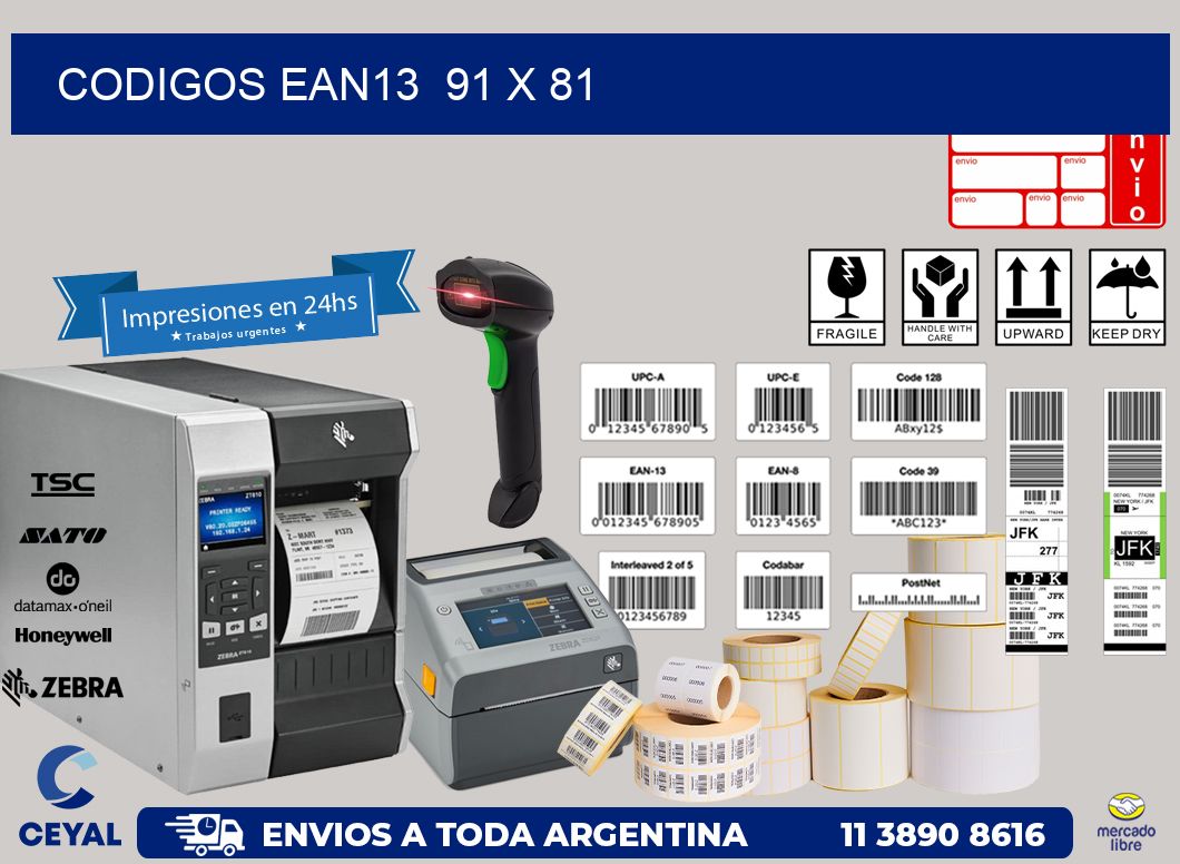 CODIGOS EAN13  91 x 81