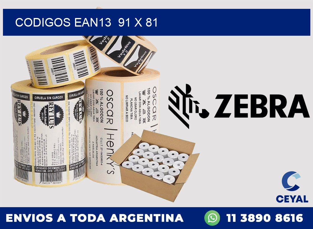 CODIGOS EAN13  91 x 81
