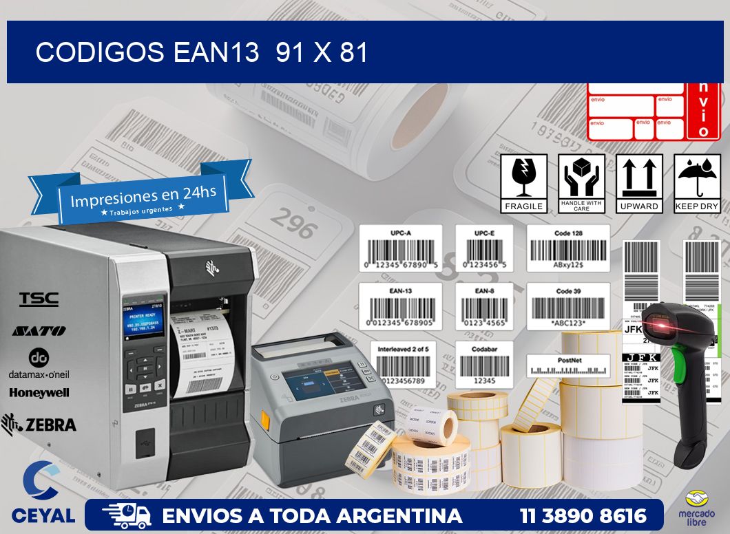 CODIGOS EAN13  91 x 81