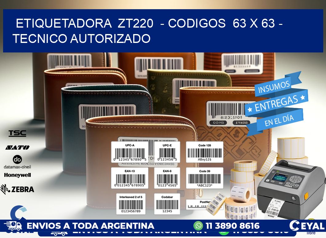 ETIQUETADORA ZT220 - CODIGOS 63 x 63 - TECNICO AUTORIZADO
