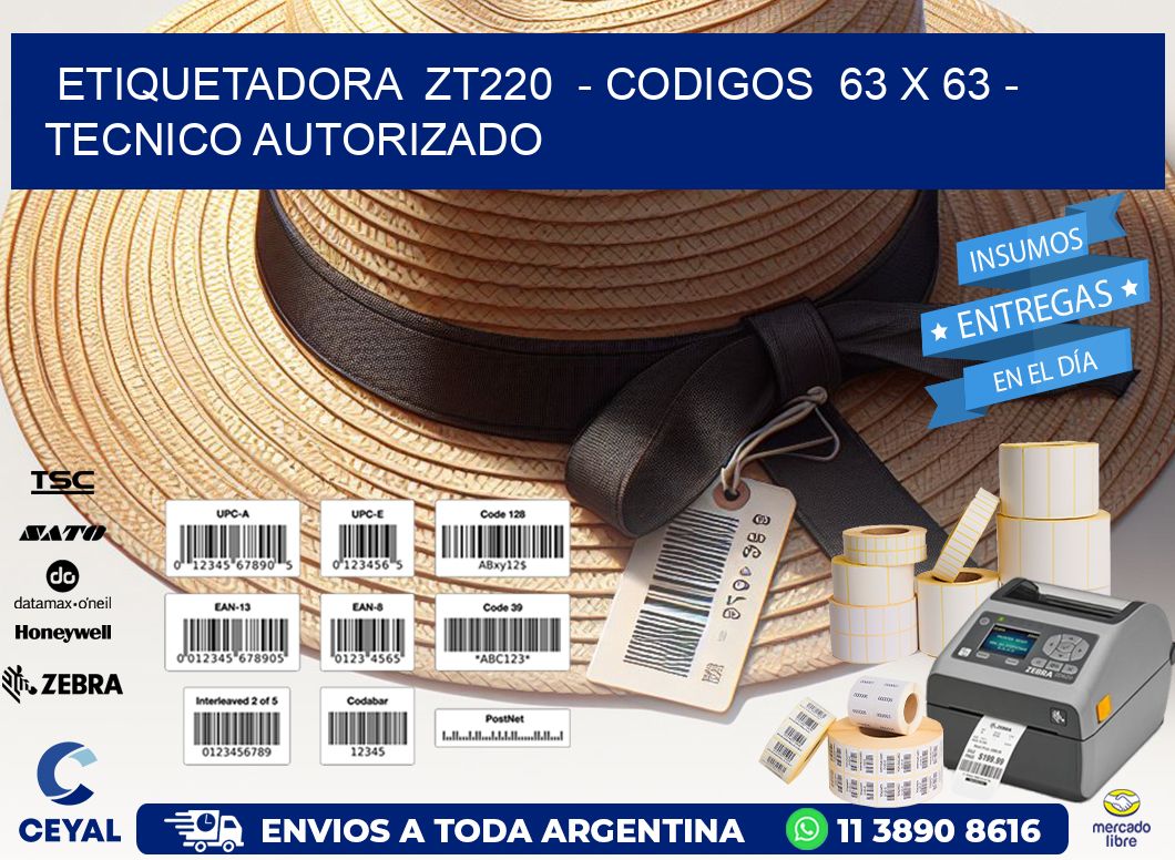 ETIQUETADORA ZT220 - CODIGOS 63 x 63 - TECNICO AUTORIZADO