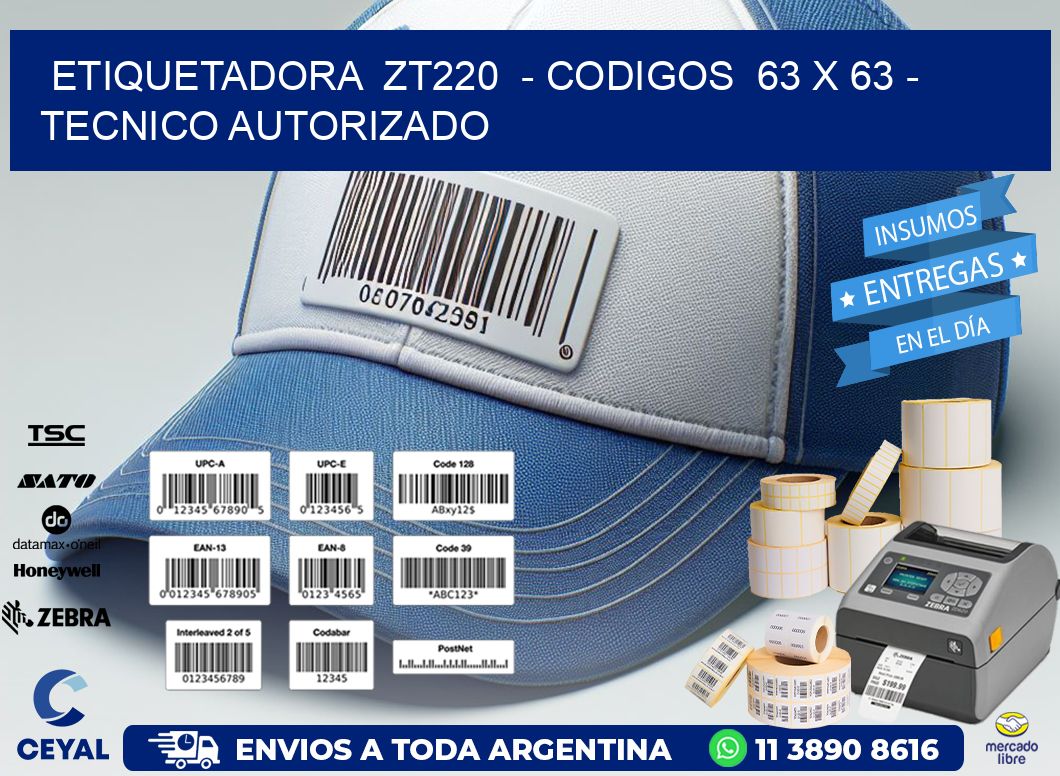 ETIQUETADORA ZT220 - CODIGOS 63 x 63 - TECNICO AUTORIZADO