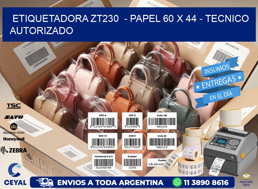 ETIQUETADORA ZT230 - PAPEL 60 x 44 - TECNICO AUTORIZADO
