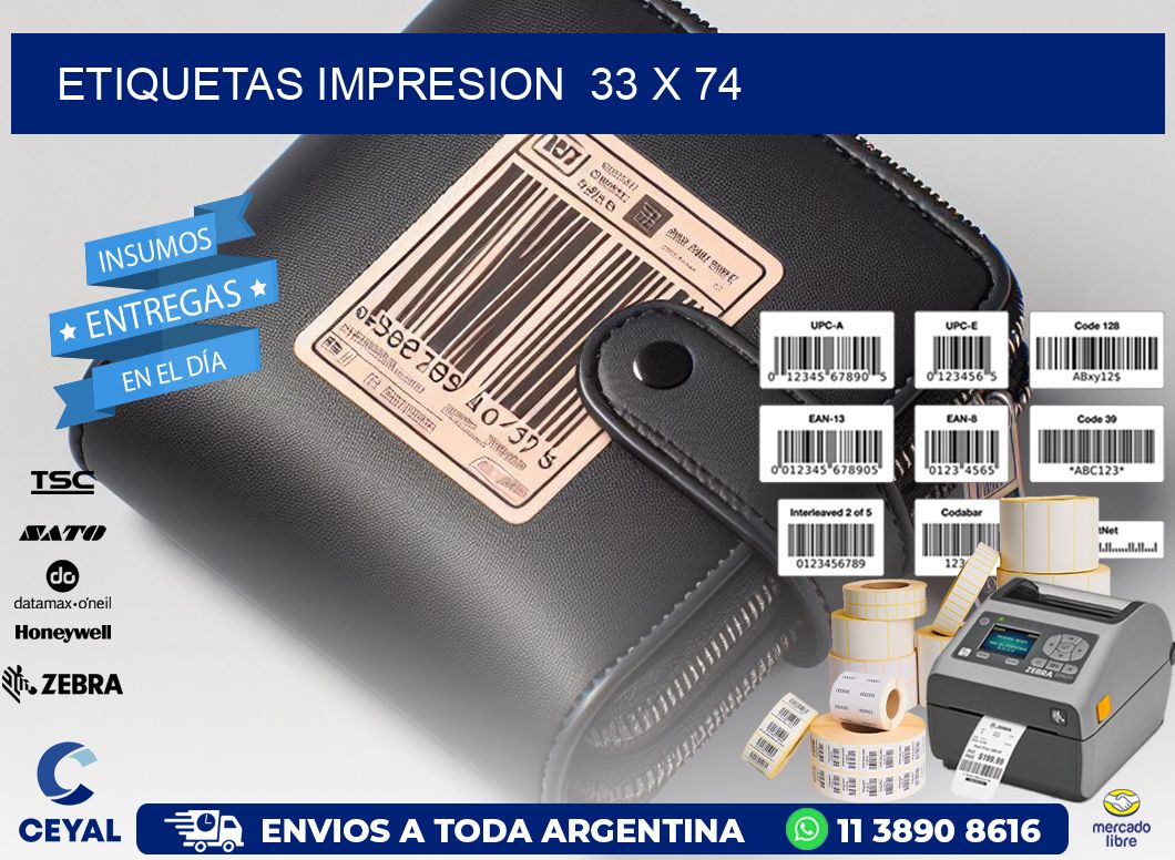 ETIQUETAS IMPRESION 33 x 74