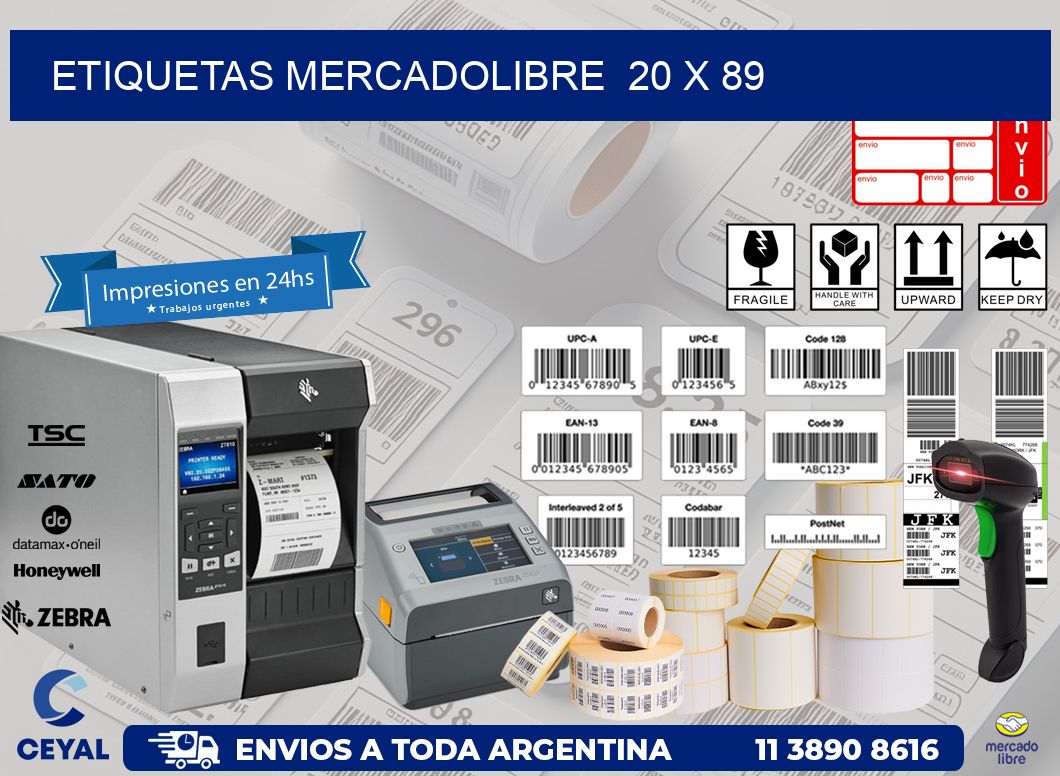 ETIQUETAS MERCADOLIBRE 20 x 89