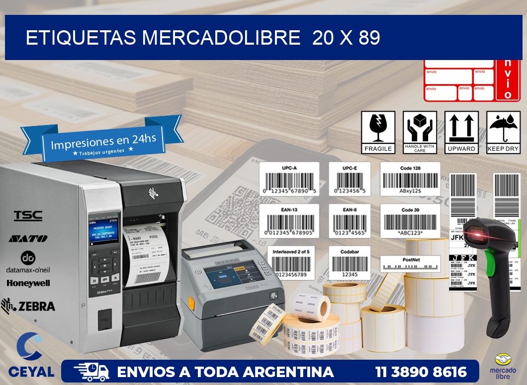 ETIQUETAS MERCADOLIBRE 20 x 89