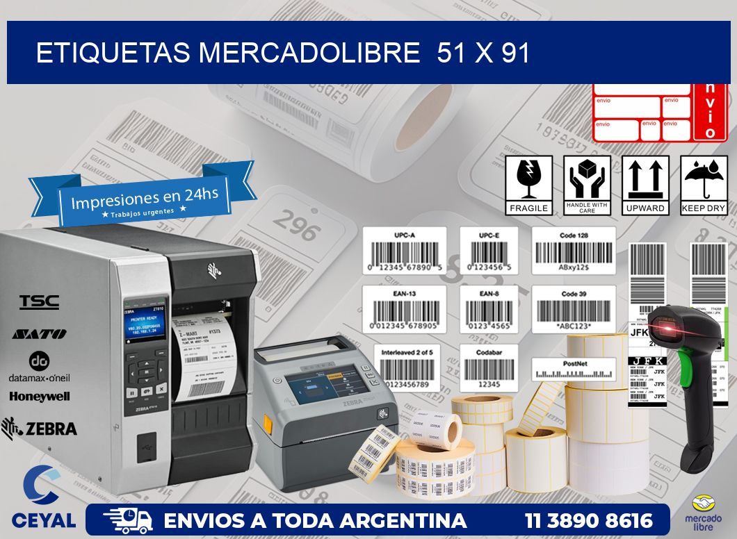 ETIQUETAS MERCADOLIBRE  51 x 91