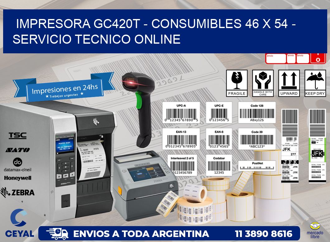 IMPRESORA GC420T - CONSUMIBLES 46 x 54 - SERVICIO TECNICO ONLINE