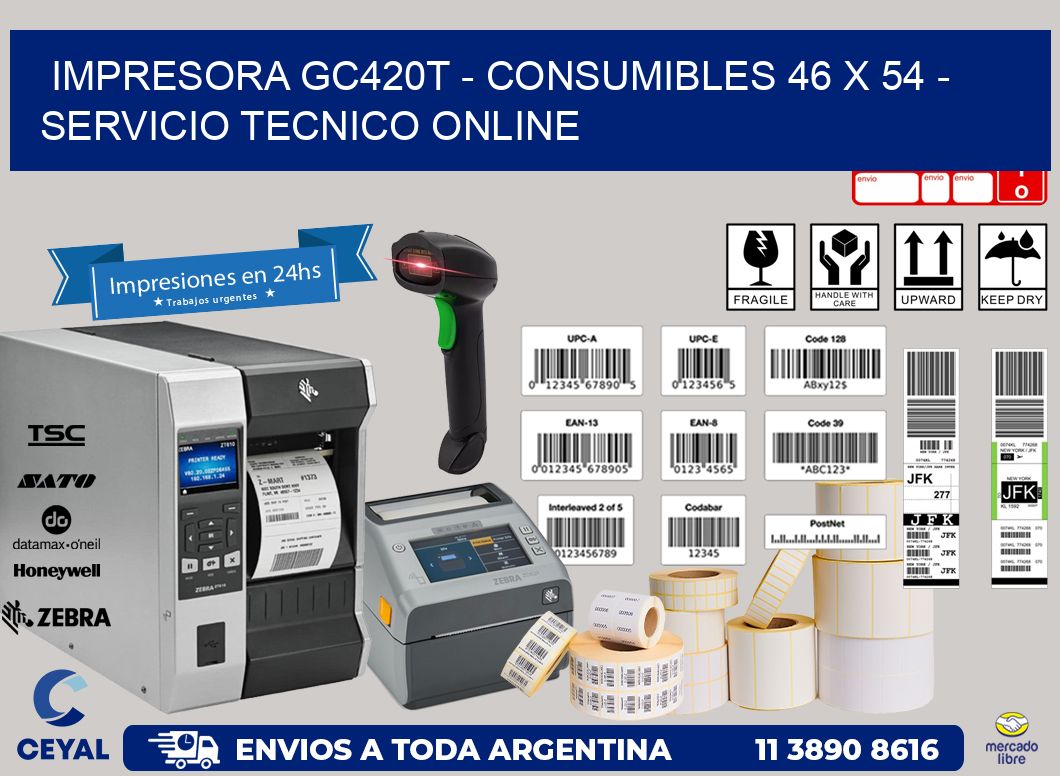 IMPRESORA GC420T - CONSUMIBLES 46 x 54 - SERVICIO TECNICO ONLINE