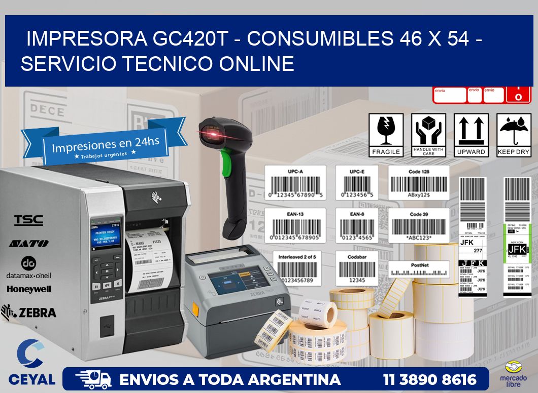 IMPRESORA GC420T - CONSUMIBLES 46 x 54 - SERVICIO TECNICO ONLINE